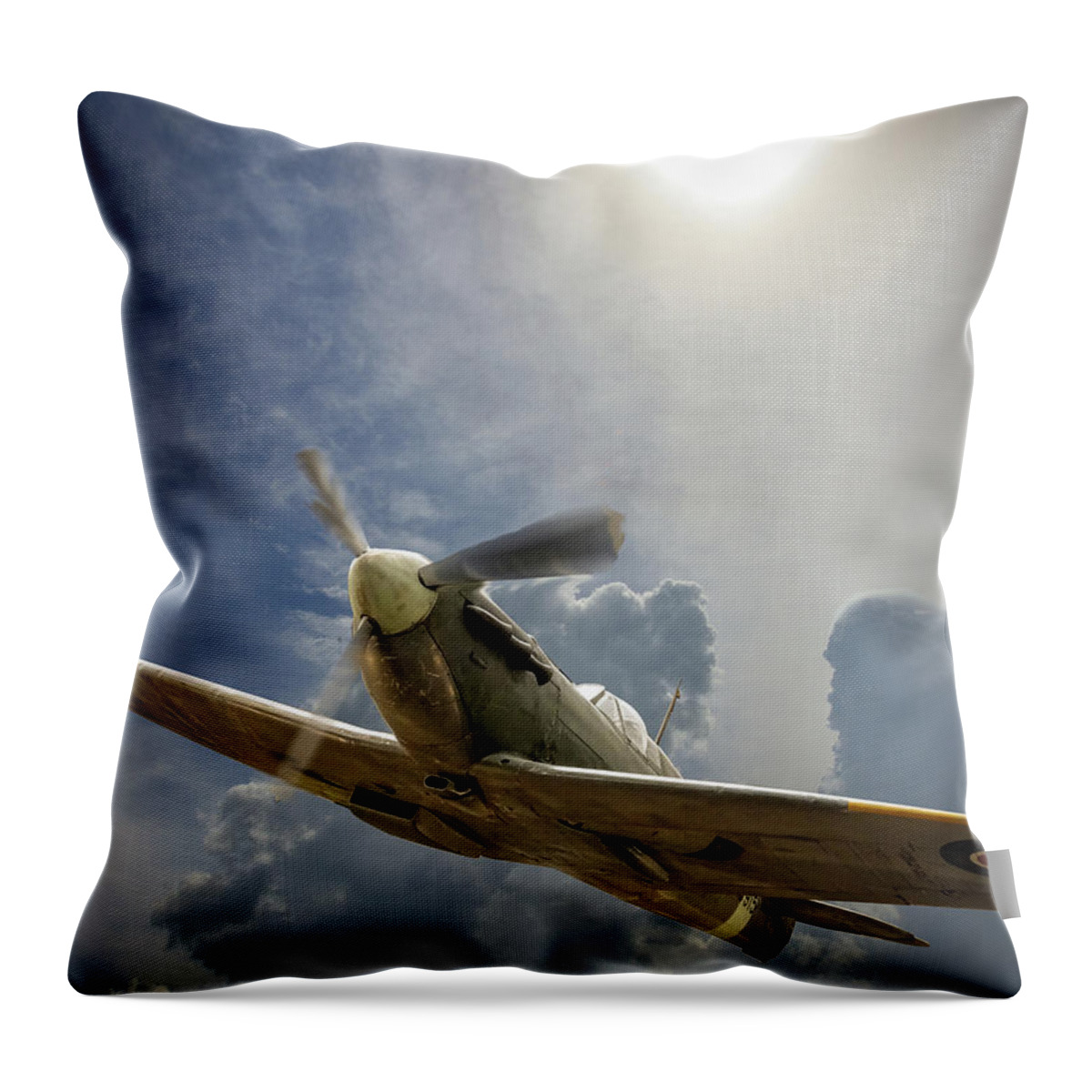 Aircraft Throw Pillow featuring the photograph Spitfire Under the Sun by Phil And Karen Rispin