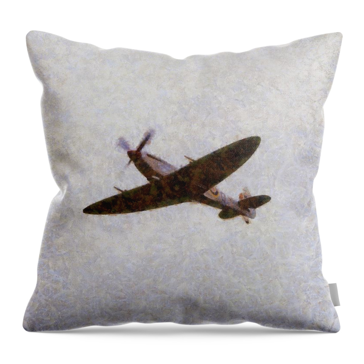Spitfire Throw Pillow featuring the painting Spitfire, WWII by Esoterica Art Agency