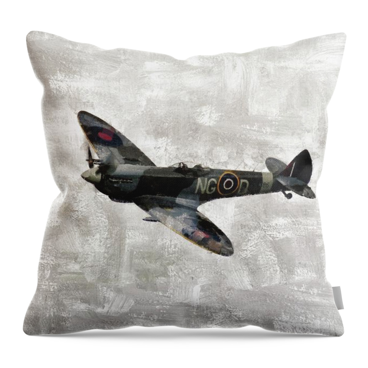 Spitfire Throw Pillow featuring the painting Spitfire, WWII by Esoterica Art Agency