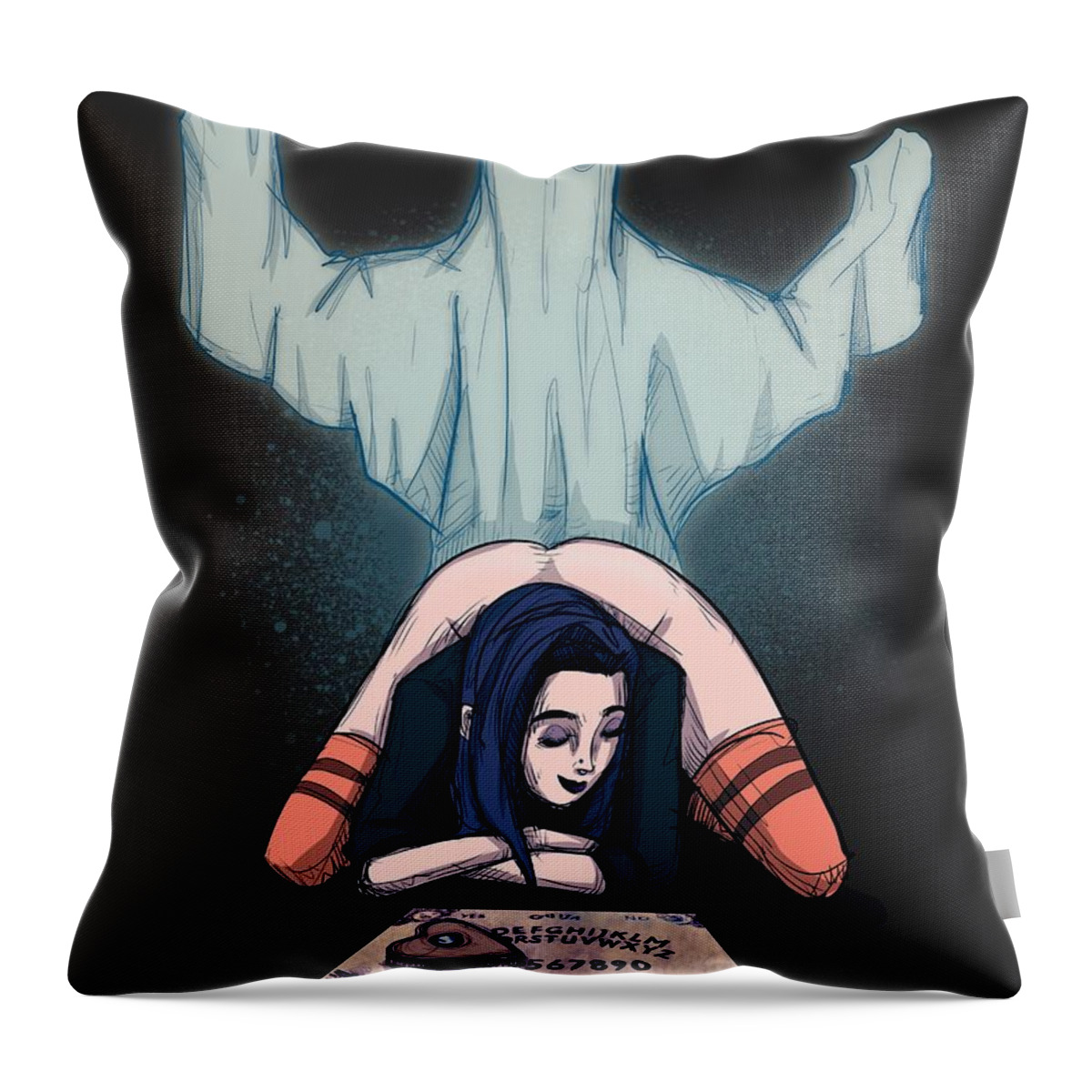 Boo Throw Pillow featuring the drawing Spooky Season by Ludwig Van Bacon