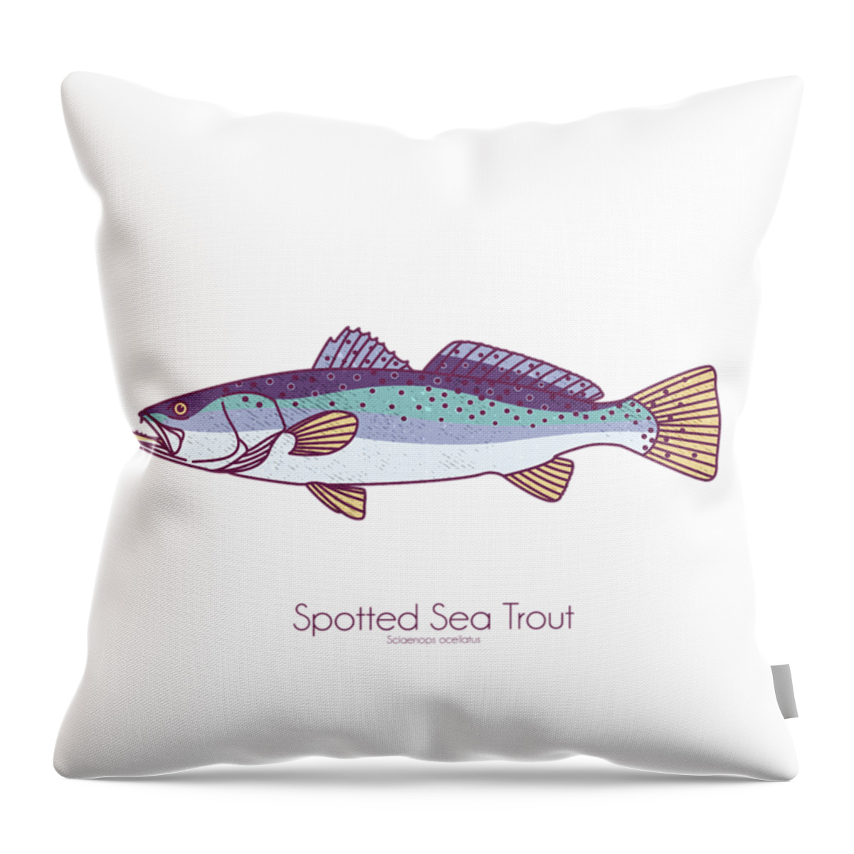 Spotted Sea Trout Throw Pillow featuring the digital art Spotted Sea Trout by Kevin Putman