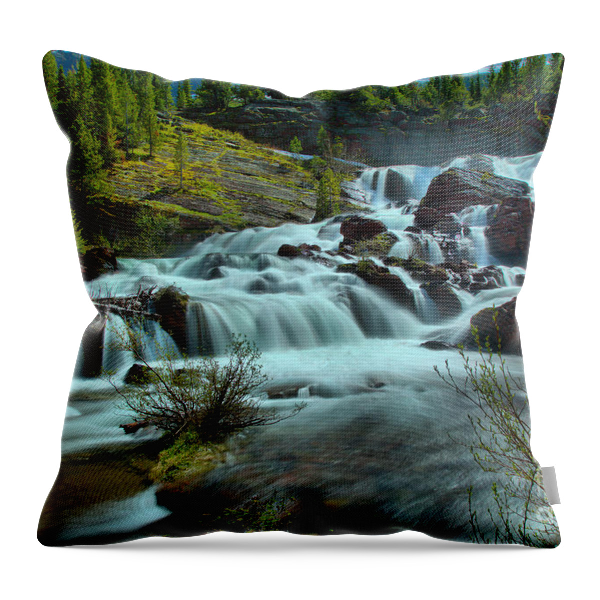 Red Rock Falls Throw Pillow featuring the photograph Spring 2019 Red Rock Falls Gusher by Adam Jewell