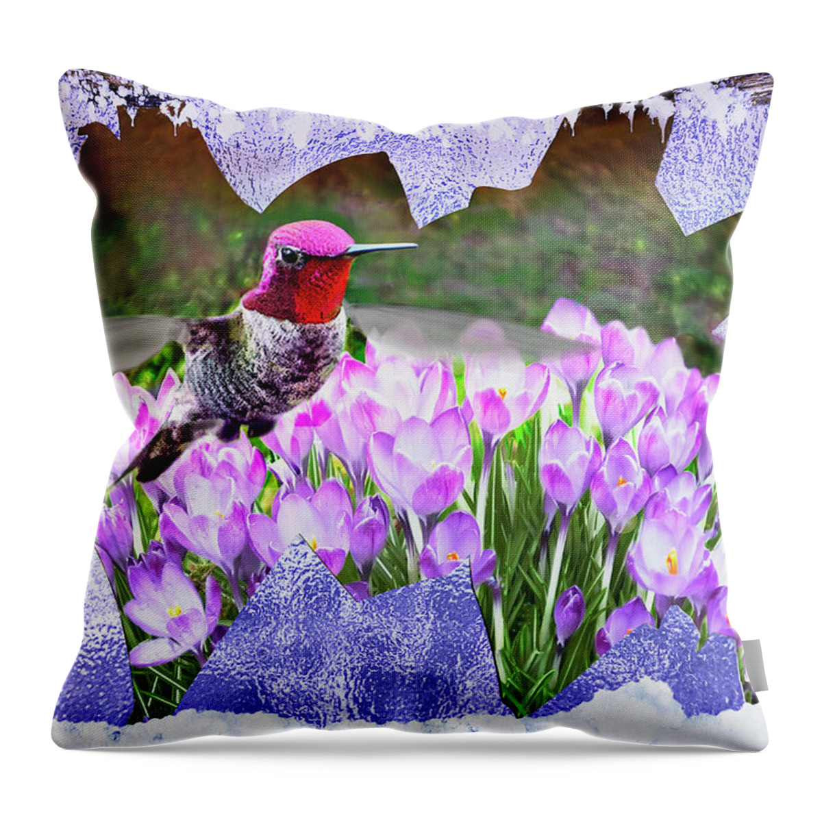 Bird Throw Pillow featuring the digital art Spring Breaks Through by John Christopher