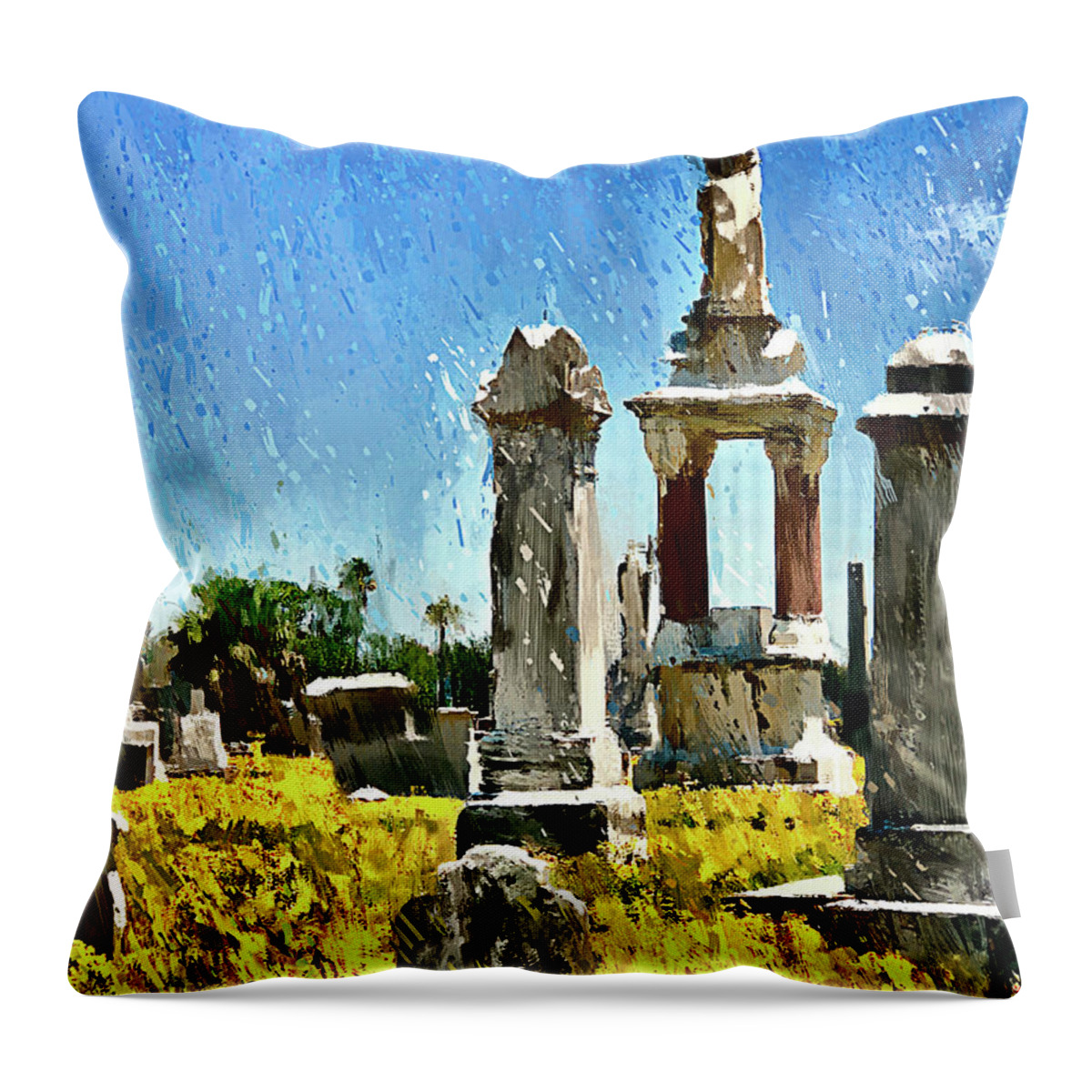 Cemetery Throw Pillow featuring the photograph Spring Cemetery by GW Mireles