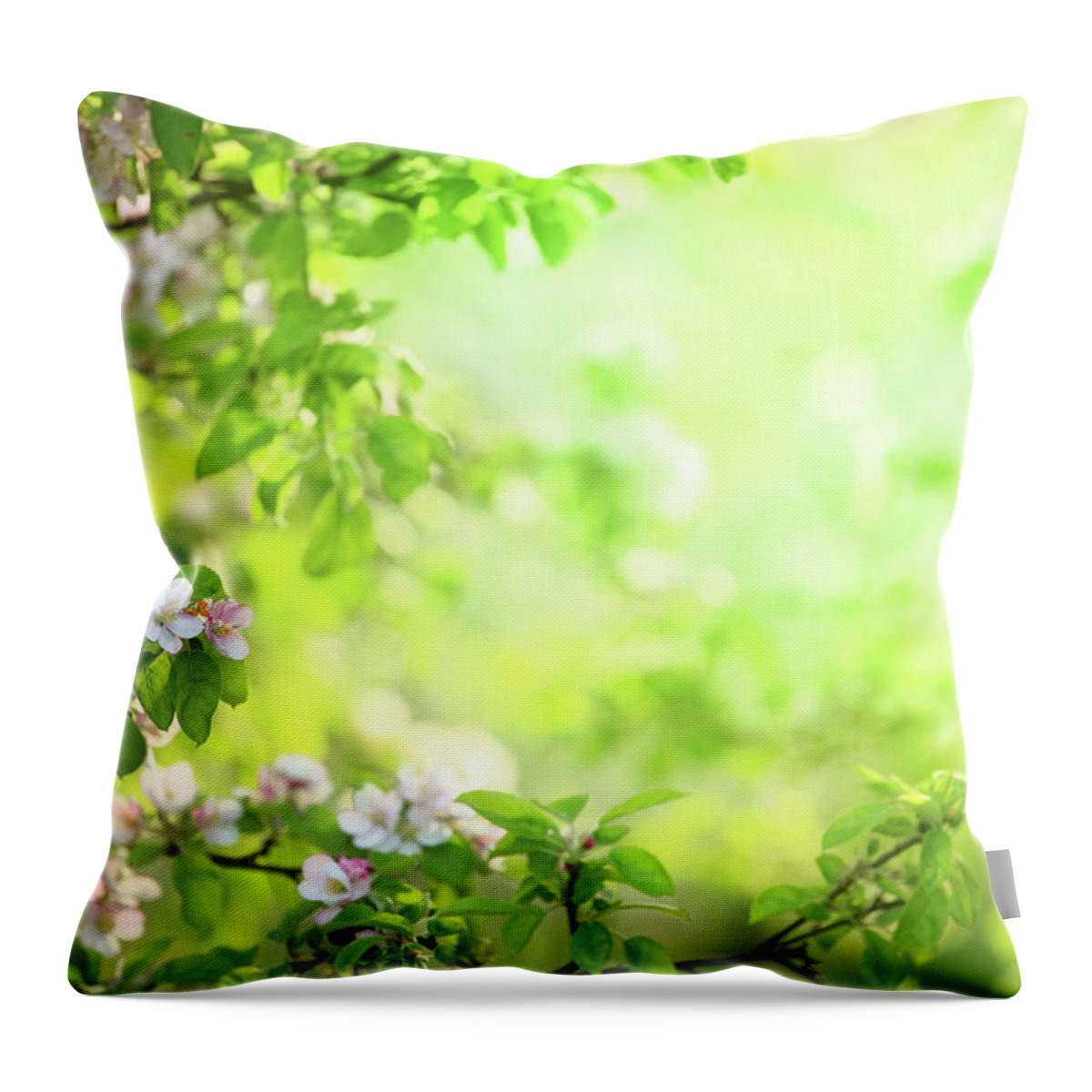Grass Throw Pillow featuring the photograph Spring Flowers Blooming Orchard - by Konradlew
