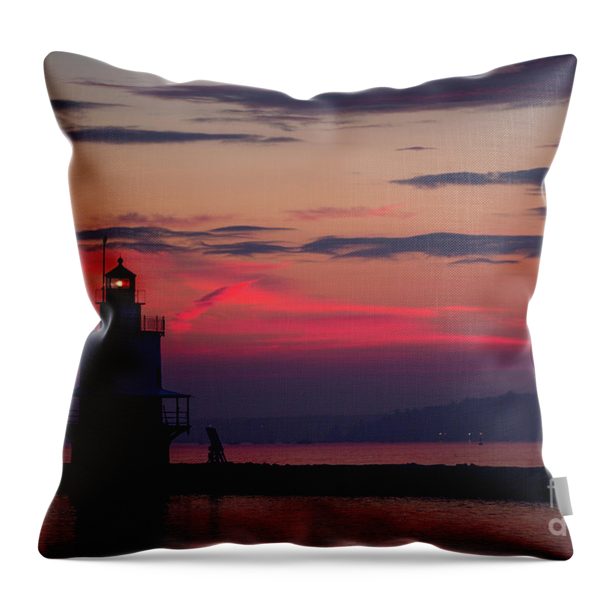 Lighthouse Throw Pillow featuring the photograph Spring Point Ledge Lighthouse by Diane Diederich