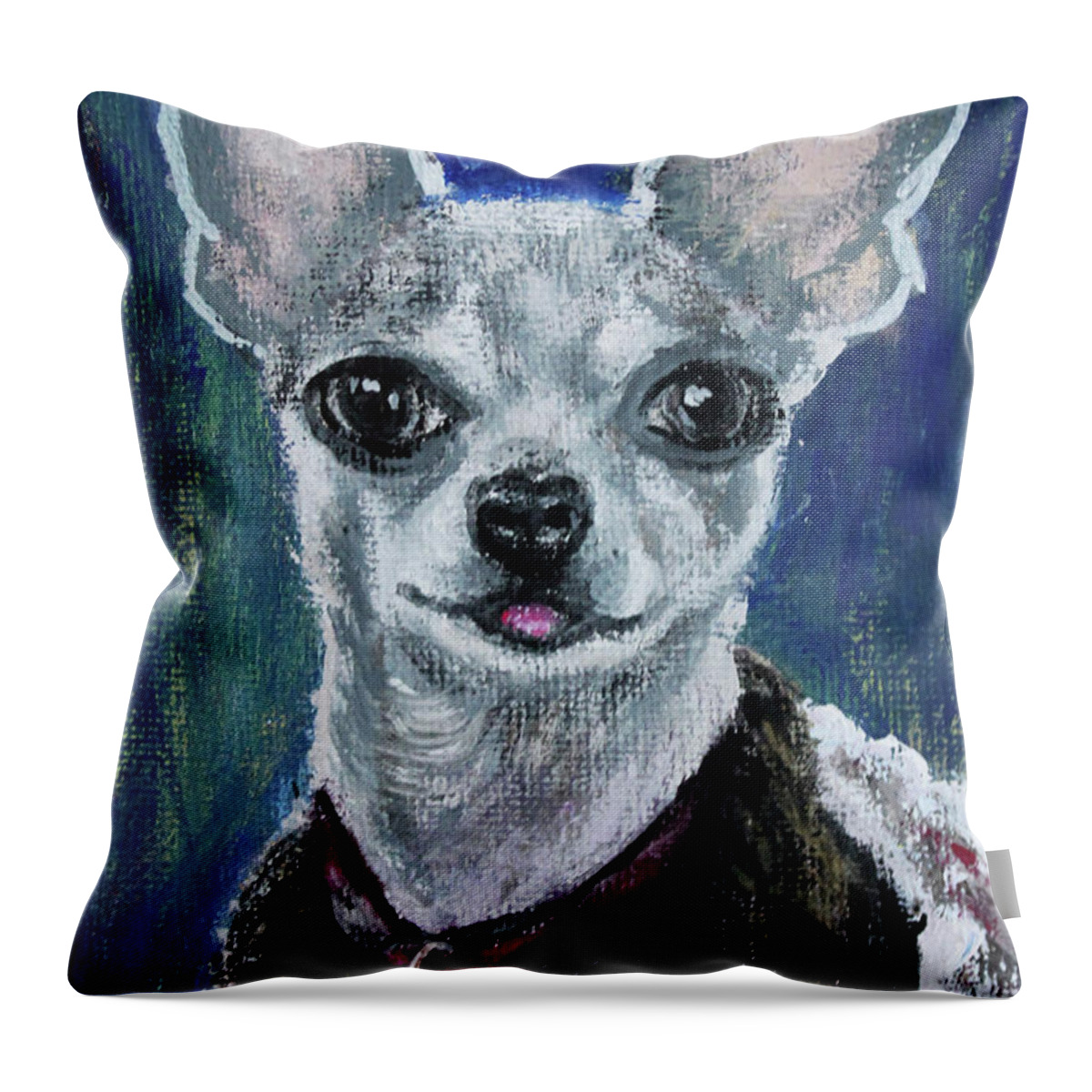 Animal Throw Pillow featuring the painting Spunky Chihuahua by Lyric Lucas