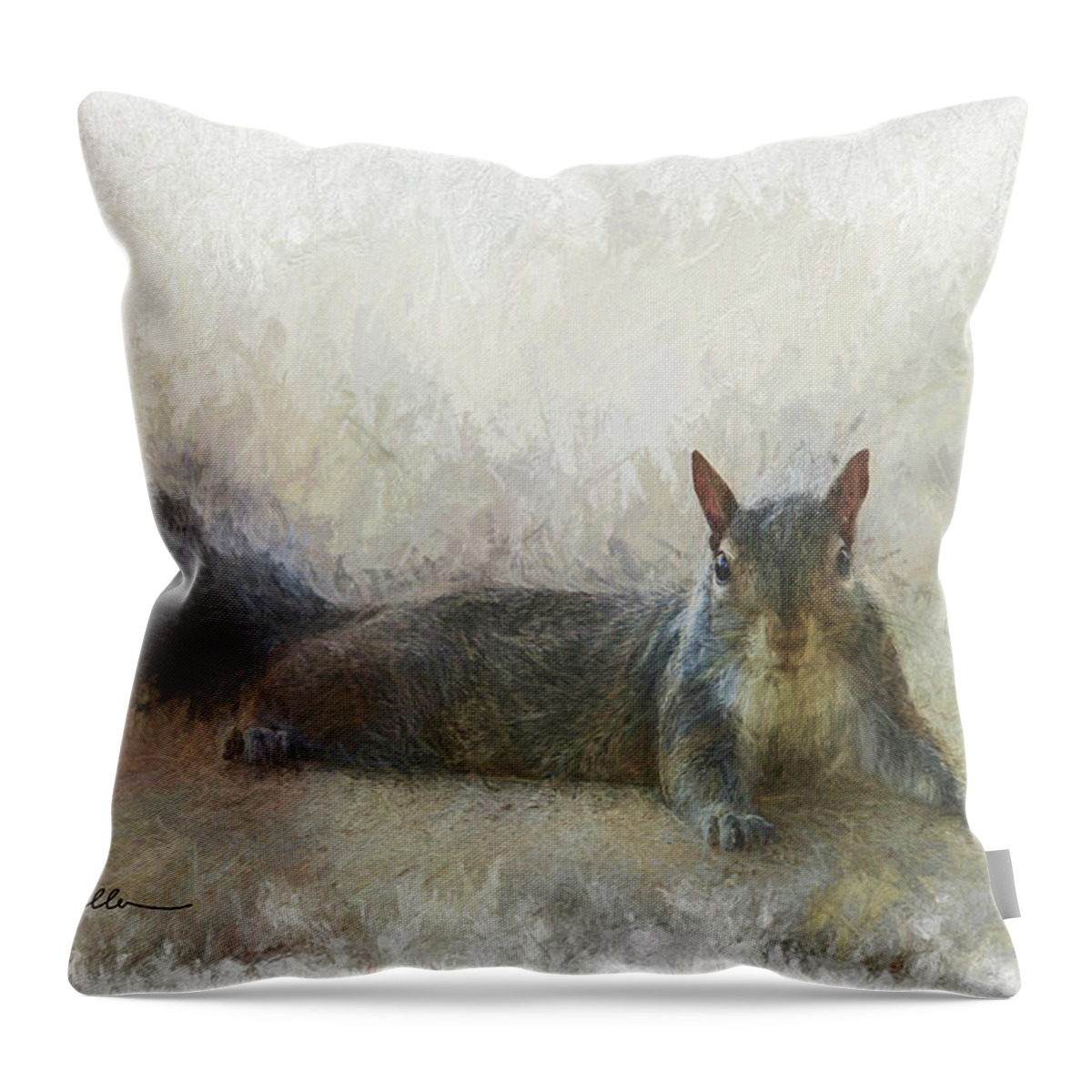 Squirrel Throw Pillow featuring the photograph Squirrel Chilling by Randall Allen