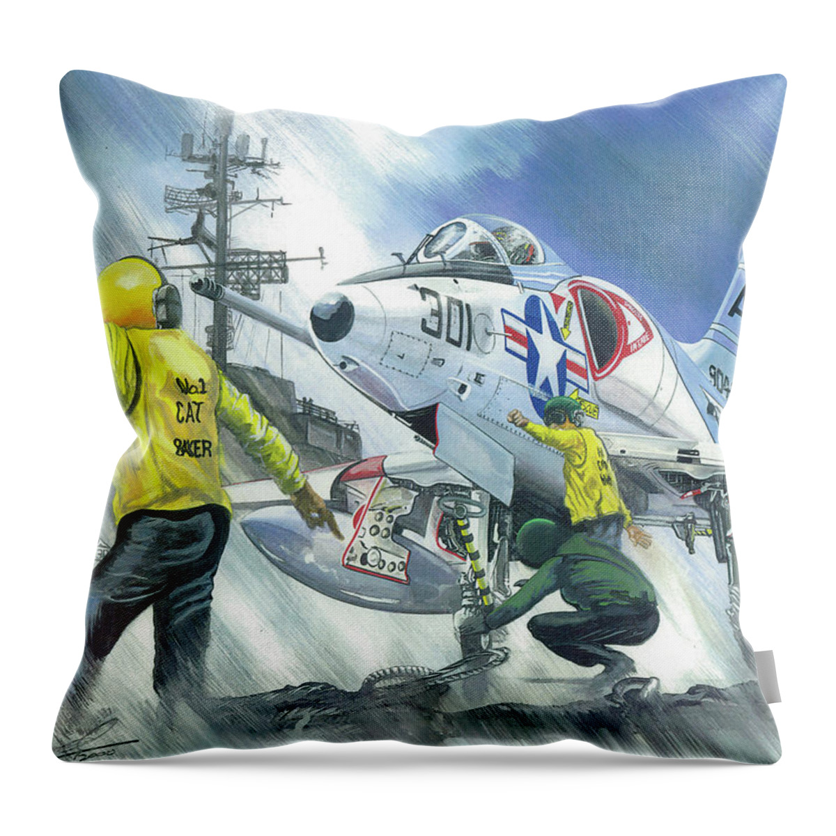 Skyhawk Throw Pillow featuring the painting Ssdd by Simon Read