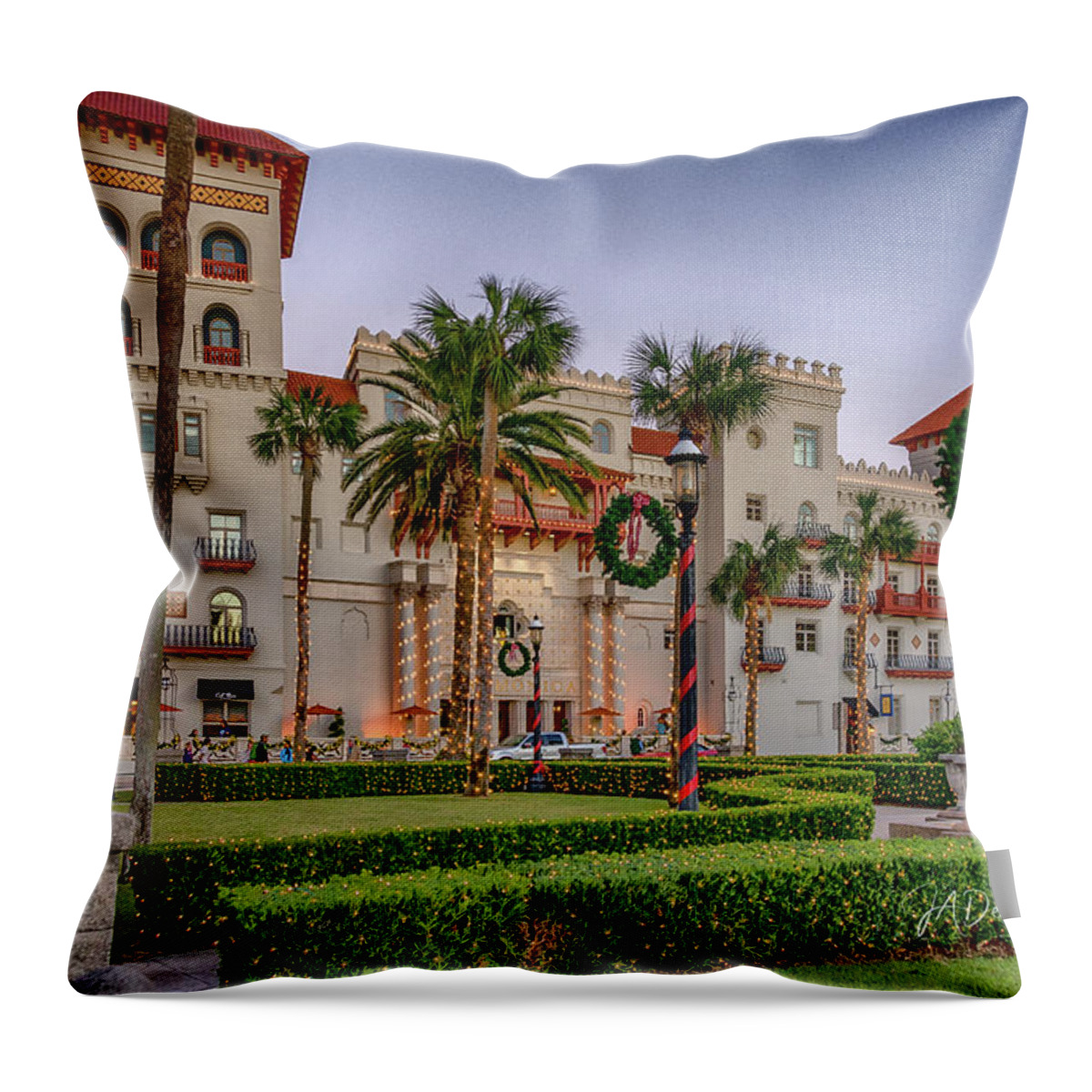 St. Augustine Throw Pillow featuring the photograph St. Augustine Downtown Christmas by Joseph Desiderio