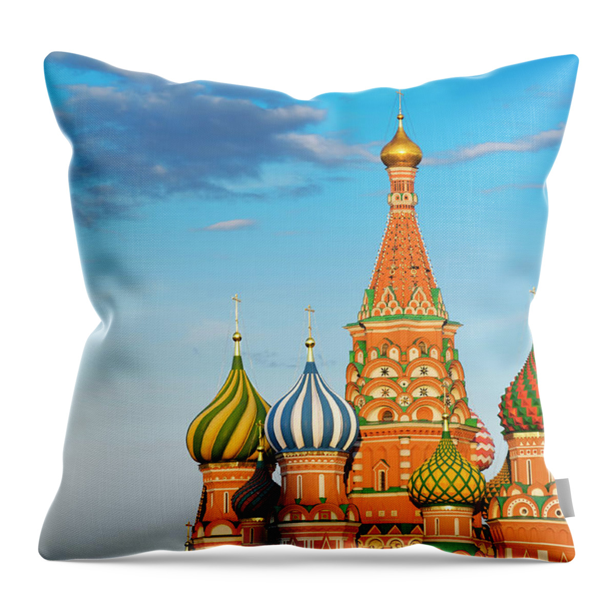 Built Structure Throw Pillow featuring the photograph St Basils Cathedral On Red Square In by Anddraw