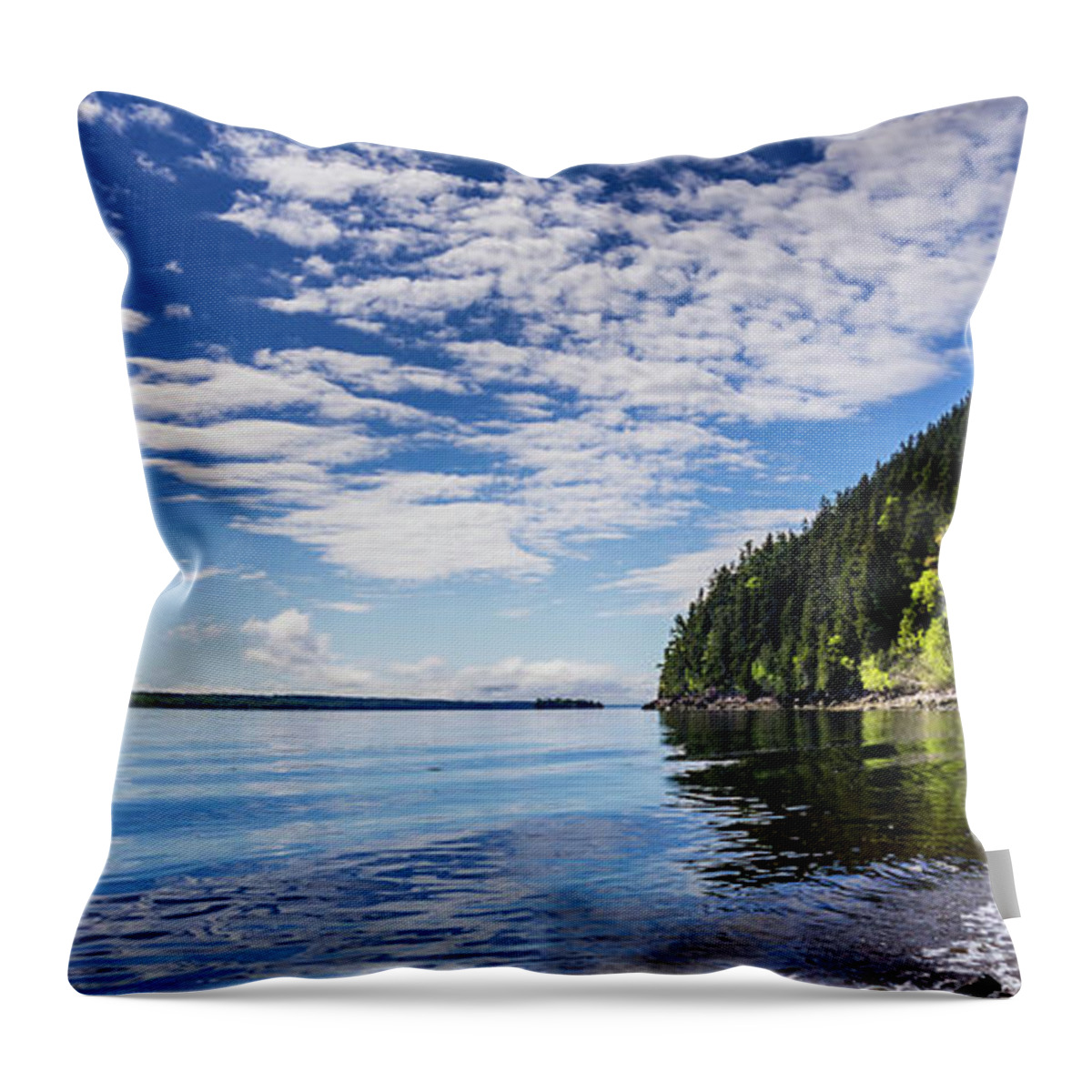 Maine Throw Pillow featuring the photograph St Croix River pano by Alana Ranney