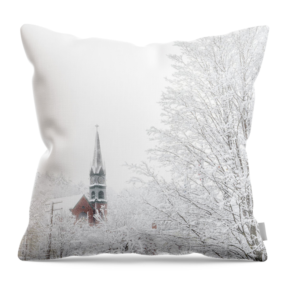Vermont Throw Pillow featuring the photograph St Elizabeth Snow by Tim Kirchoff