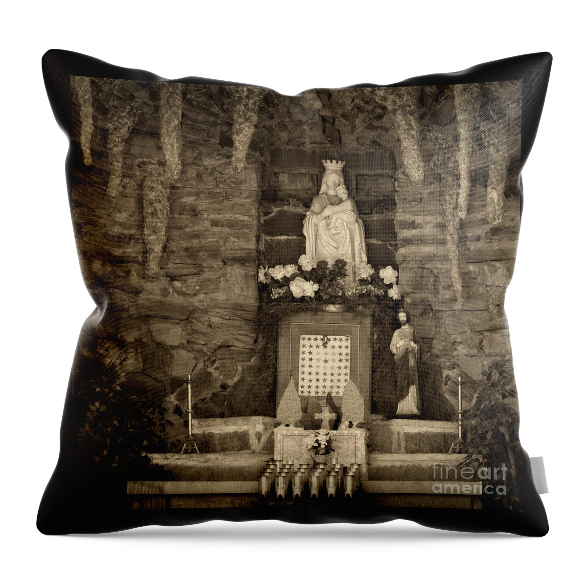 St. Mary's Grotto Throw Pillow featuring the photograph St. Mary's Grotto by Imagery by Charly