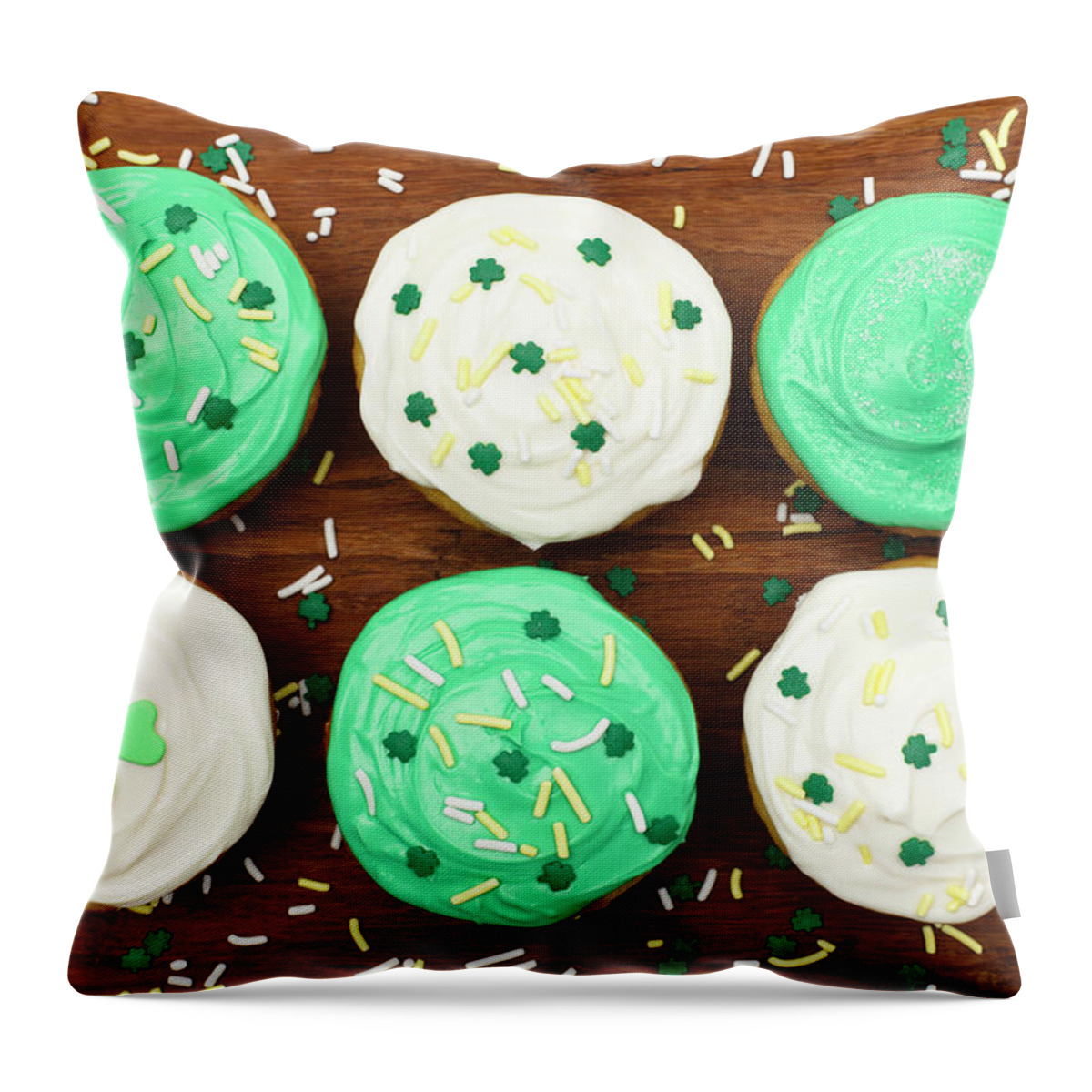 Holiday Throw Pillow featuring the photograph St. Patricks Cupcakes by Dustypixel
