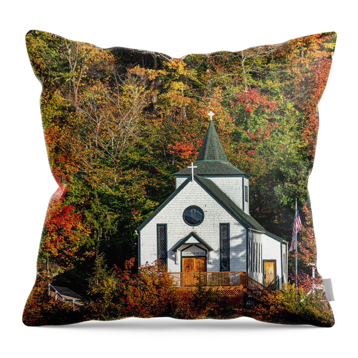 Church Throw Pillow featuring the photograph St. Peters by The Lake by Rod Best