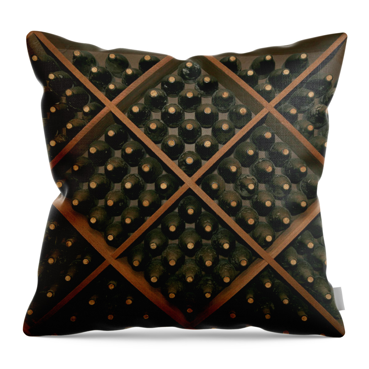 Alcohol Throw Pillow featuring the photograph Stack Of Aging Wine Bottles by Terraxplorer