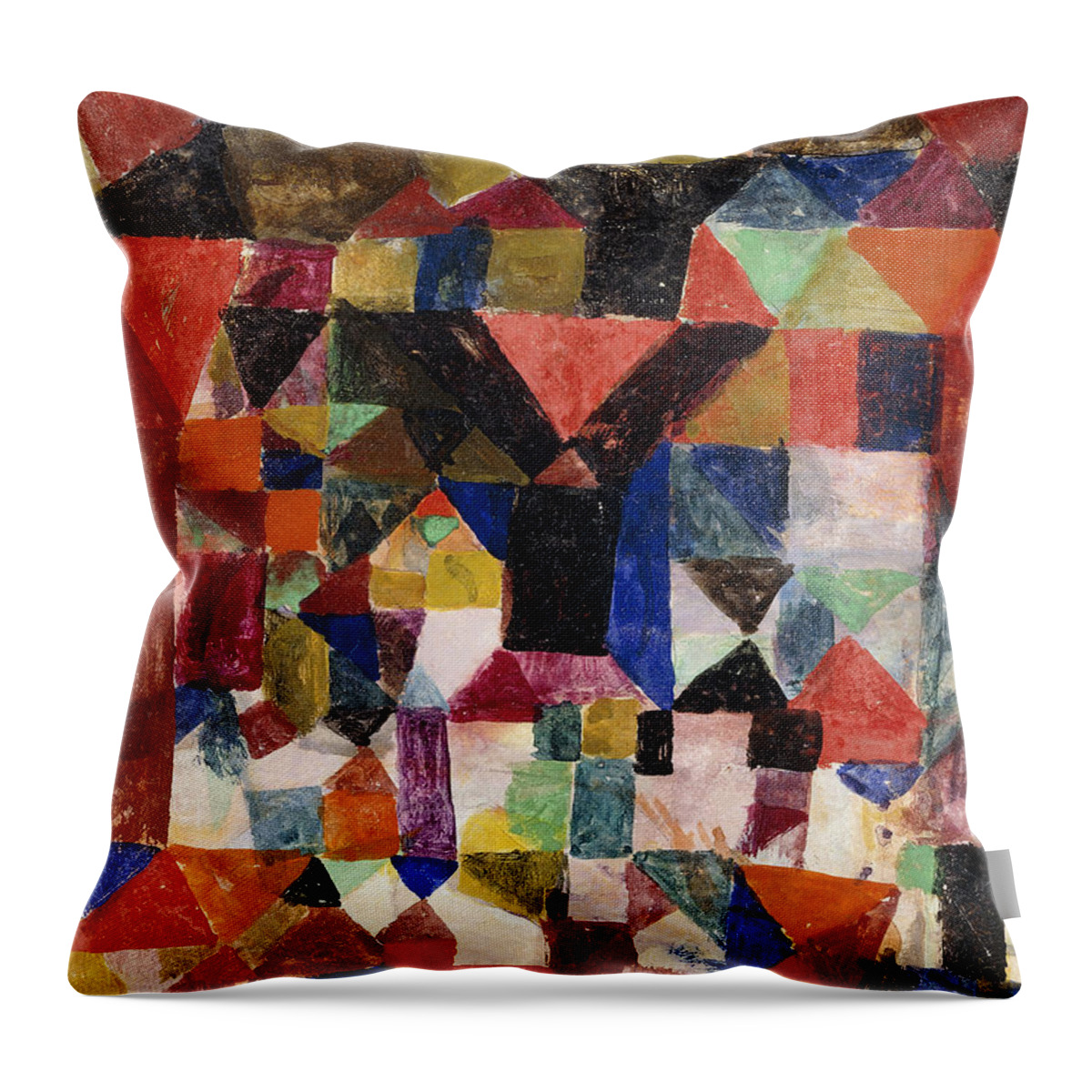 Paul Throw Pillow featuring the painting Stadtartiger Building; Stadtartiger Aufbau, 1917 Tempera And Watercolour On Card by Paul Klee