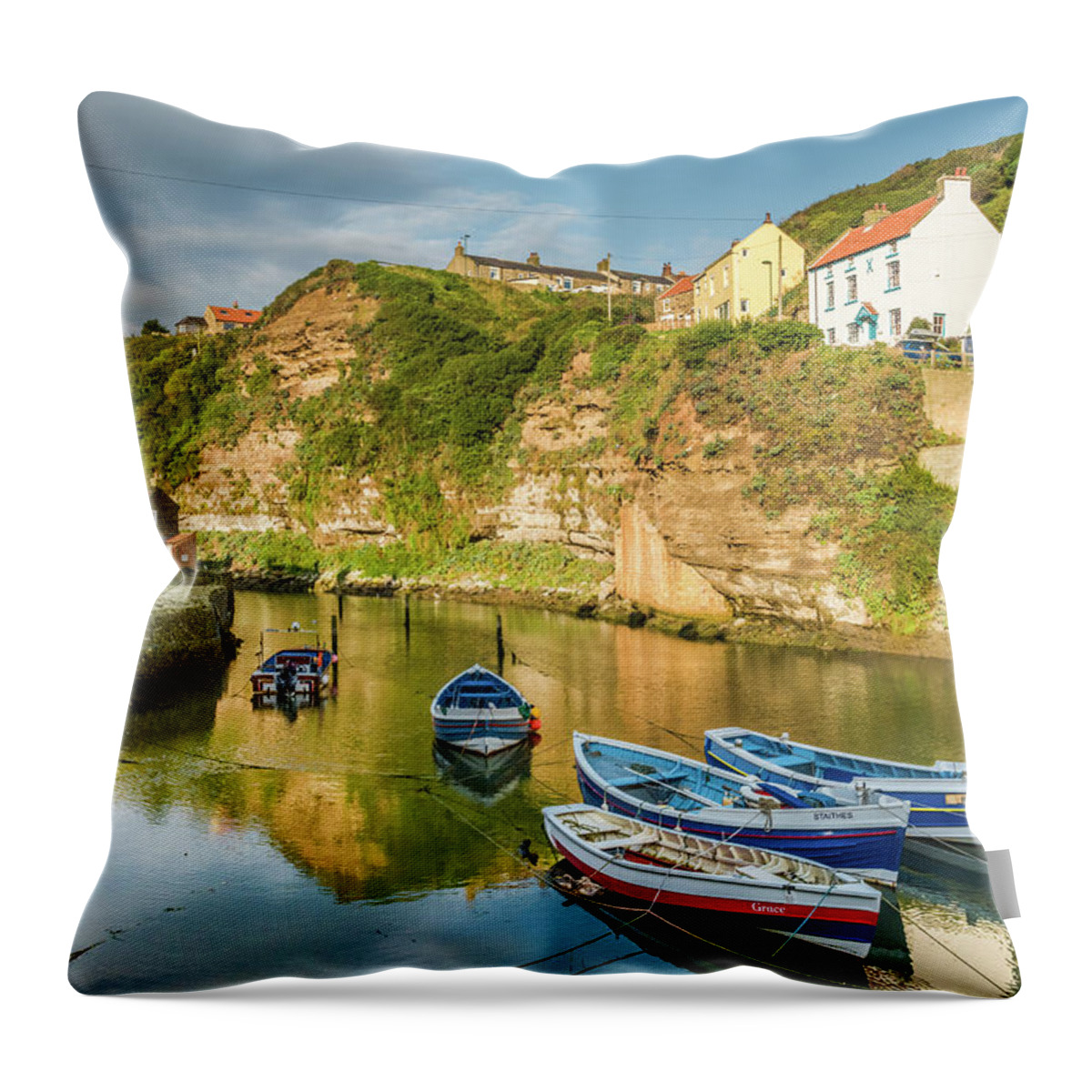 North Yorkshire Throw Pillow featuring the photograph Staithes, Yorkshire by David Ross