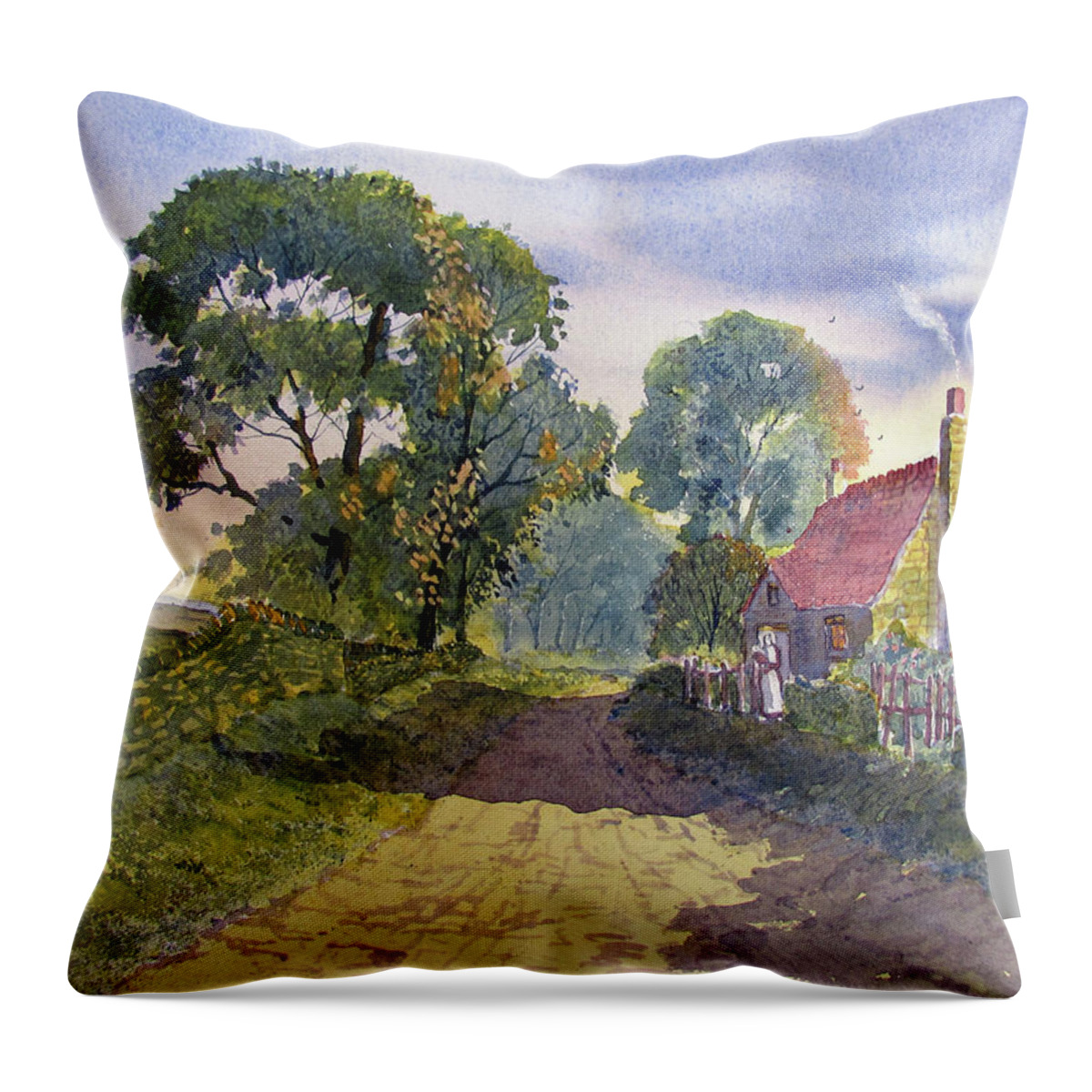 Watercolour Throw Pillow featuring the painting Standing in the Shadows by Glenn Marshall