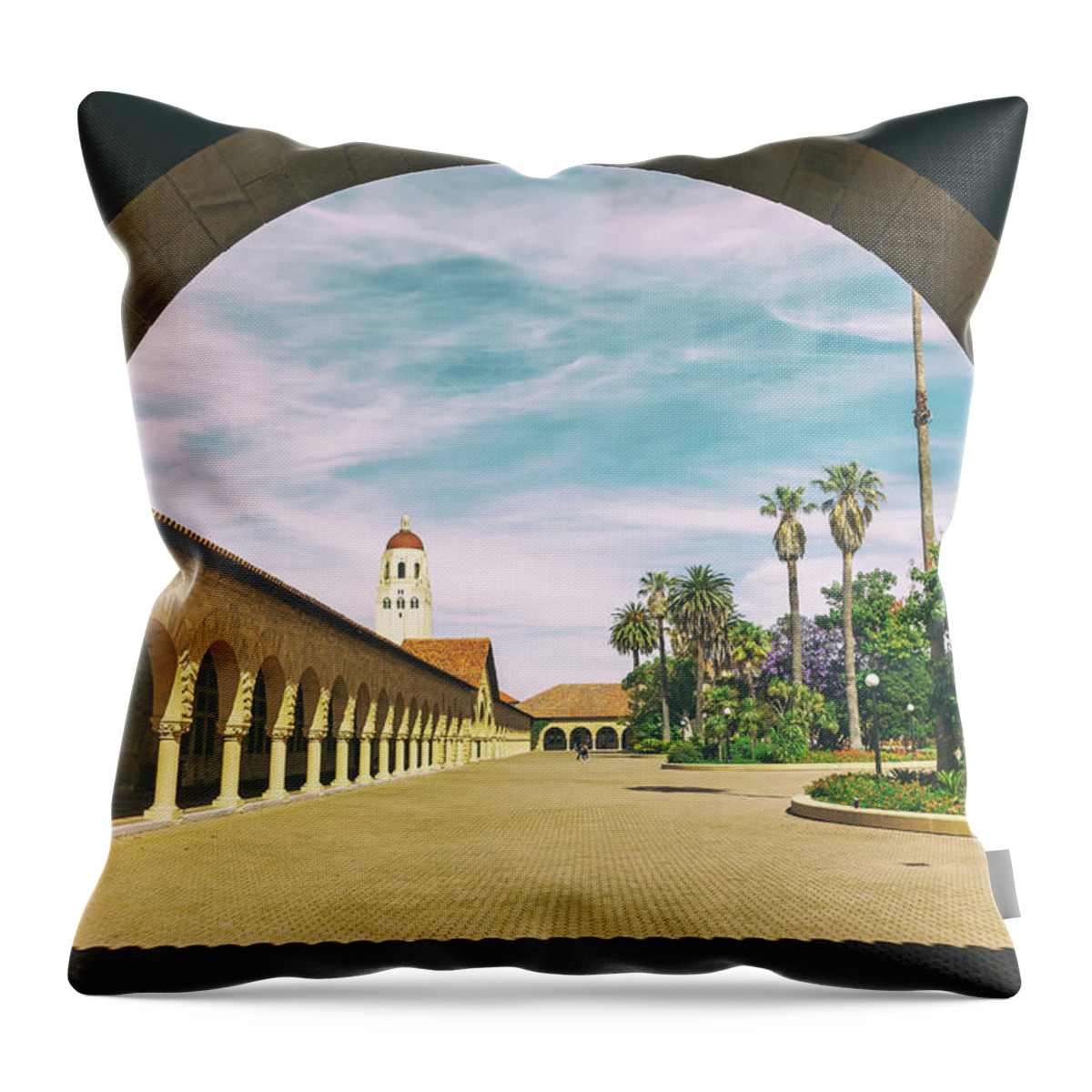 Architectures Throw Pillow featuring the photograph Stanford University Campus 2 by Jonathan Nguyen