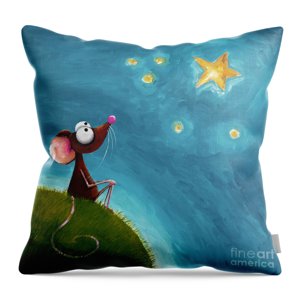 Mouse Throw Pillow featuring the painting Star Gazing by Lucia Stewart