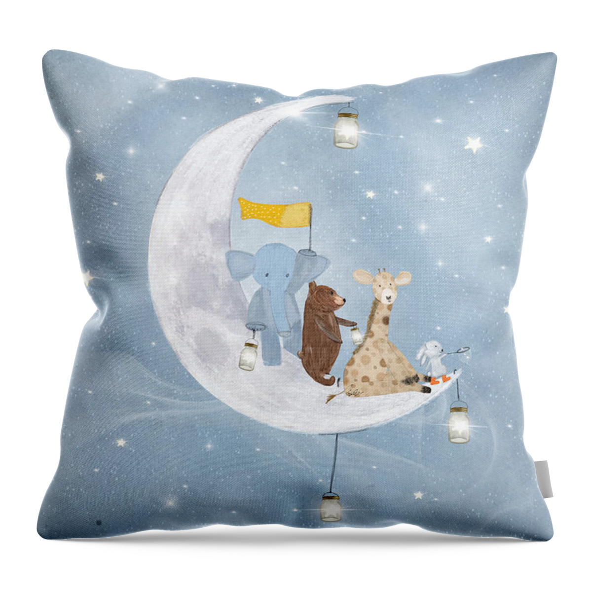 Giraffes Throw Pillow featuring the painting Starlight Wishes With You by Bri Buckley