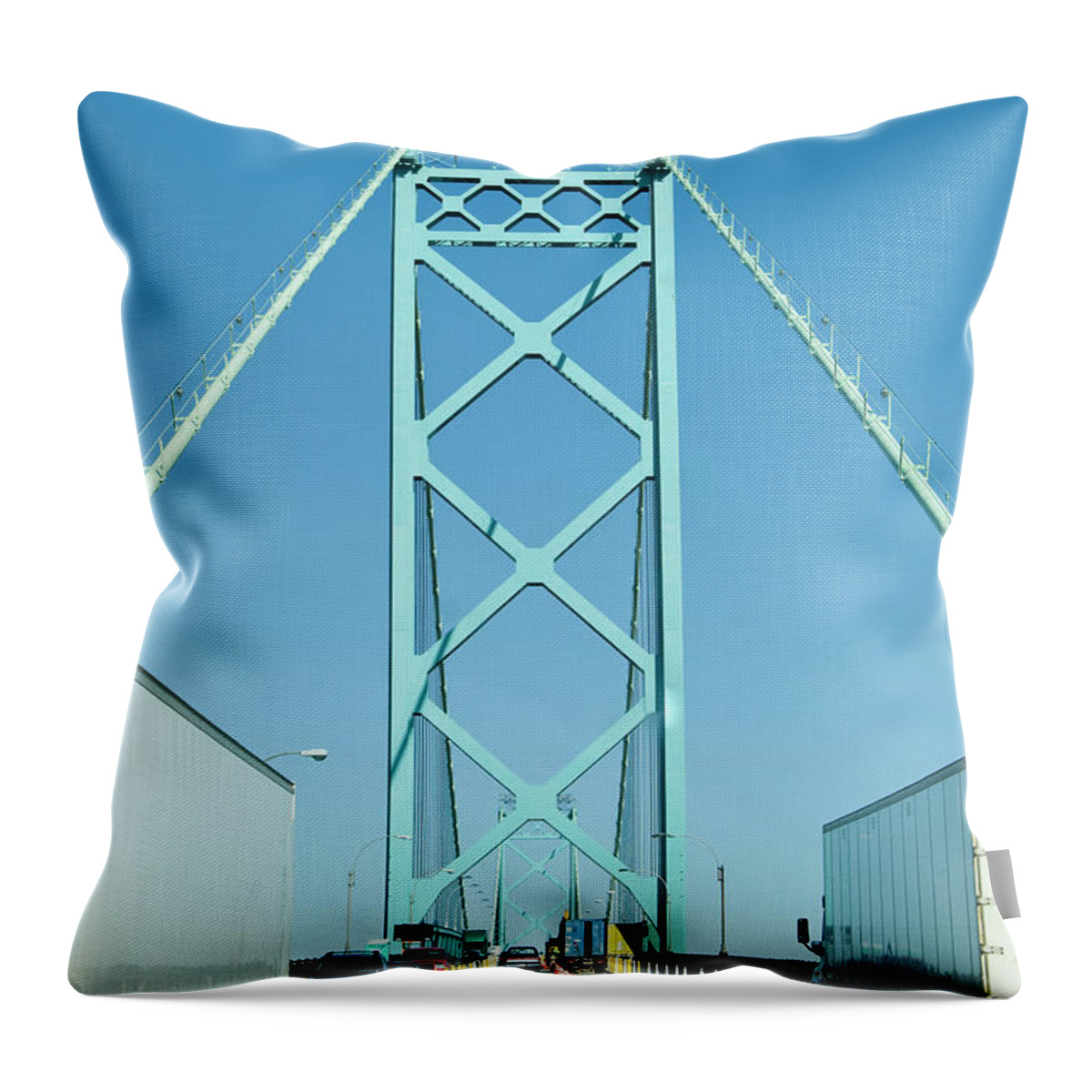 Bollard Throw Pillow featuring the photograph State Border To The Usa - Ambassador by Weible1980