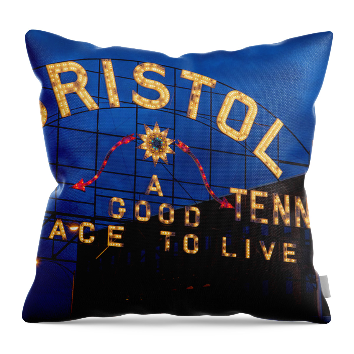 Bristol Tn Throw Pillow featuring the photograph State Line Twilight by Dale R Carlson