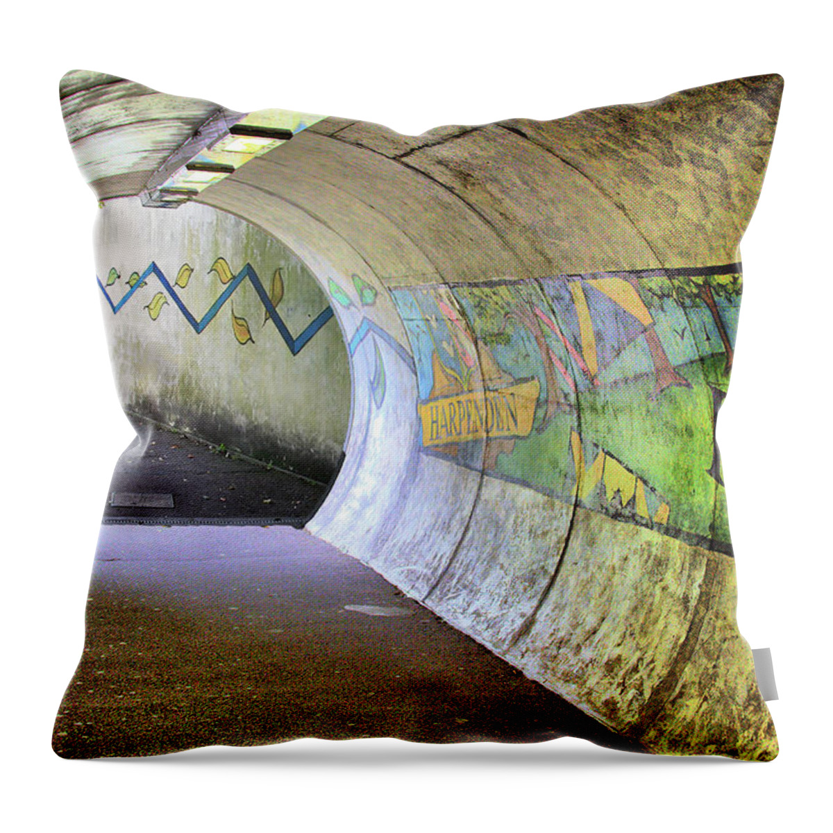 Tranquility Throw Pillow featuring the photograph Station Road Tunnel by Photo By Roger Cave