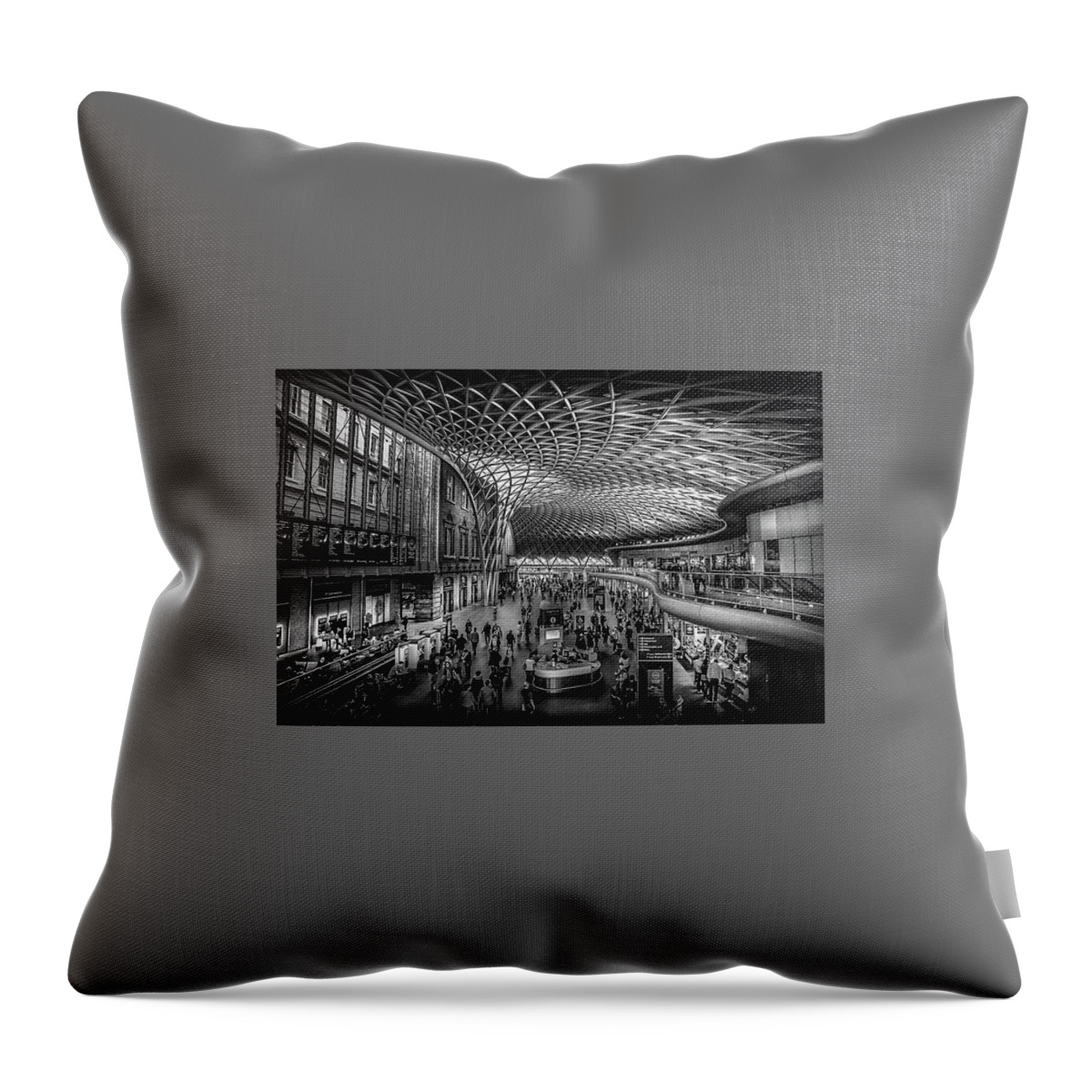 Black And White Throw Pillow featuring the photograph Station by S J Bryant