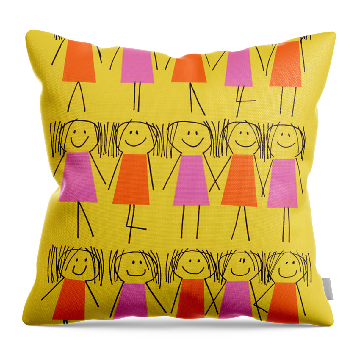Apparel Throw Pillow featuring the drawing Stick Figure Girl Pattern by CSA Images