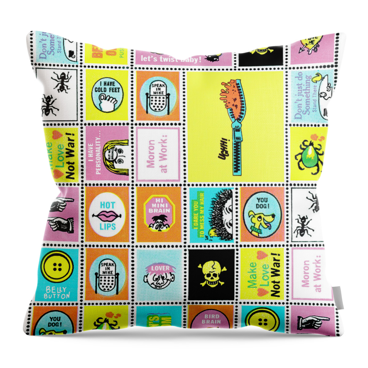 Animal Throw Pillow featuring the drawing Stickers by CSA Images