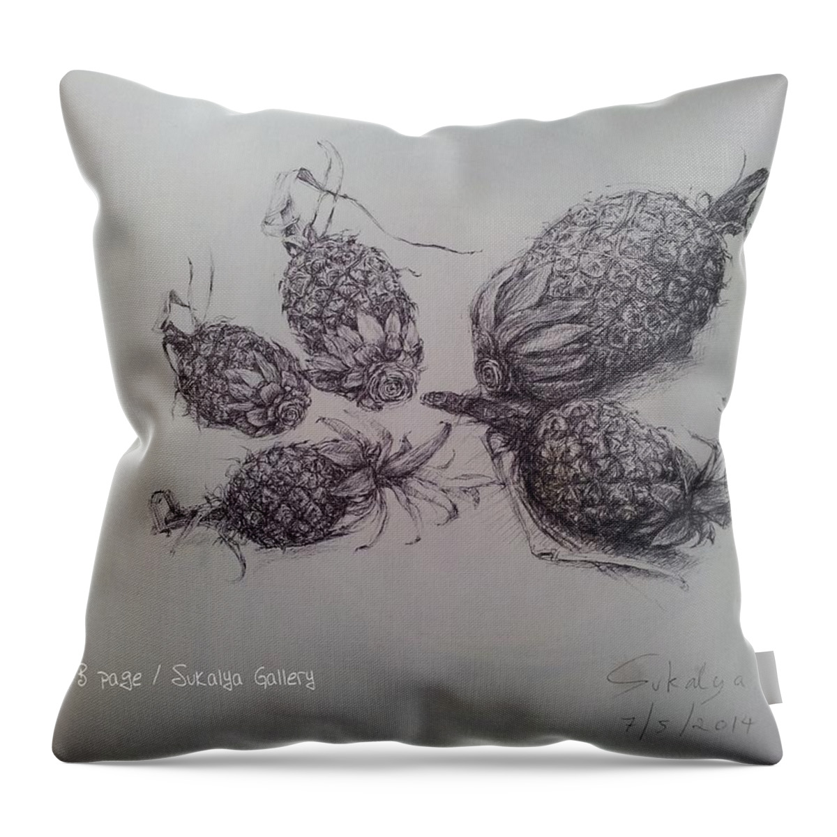 Throw Pillow featuring the drawing Still life 3 by Sukalya Chearanantana