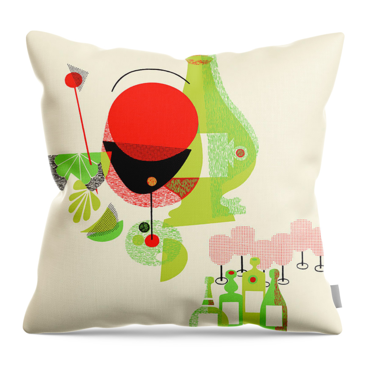Alcohol Throw Pillow featuring the drawing Still Life of Glasses and Bottles by CSA Images