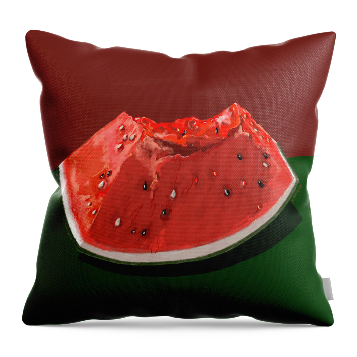 Red Throw Pillow featuring the digital art Still Life Watermelon 2 by Juan Carlos Rios