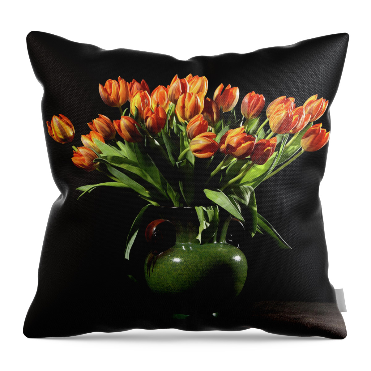 Vase Throw Pillow featuring the photograph Still Life With Tulips by Sebastian Schneider
