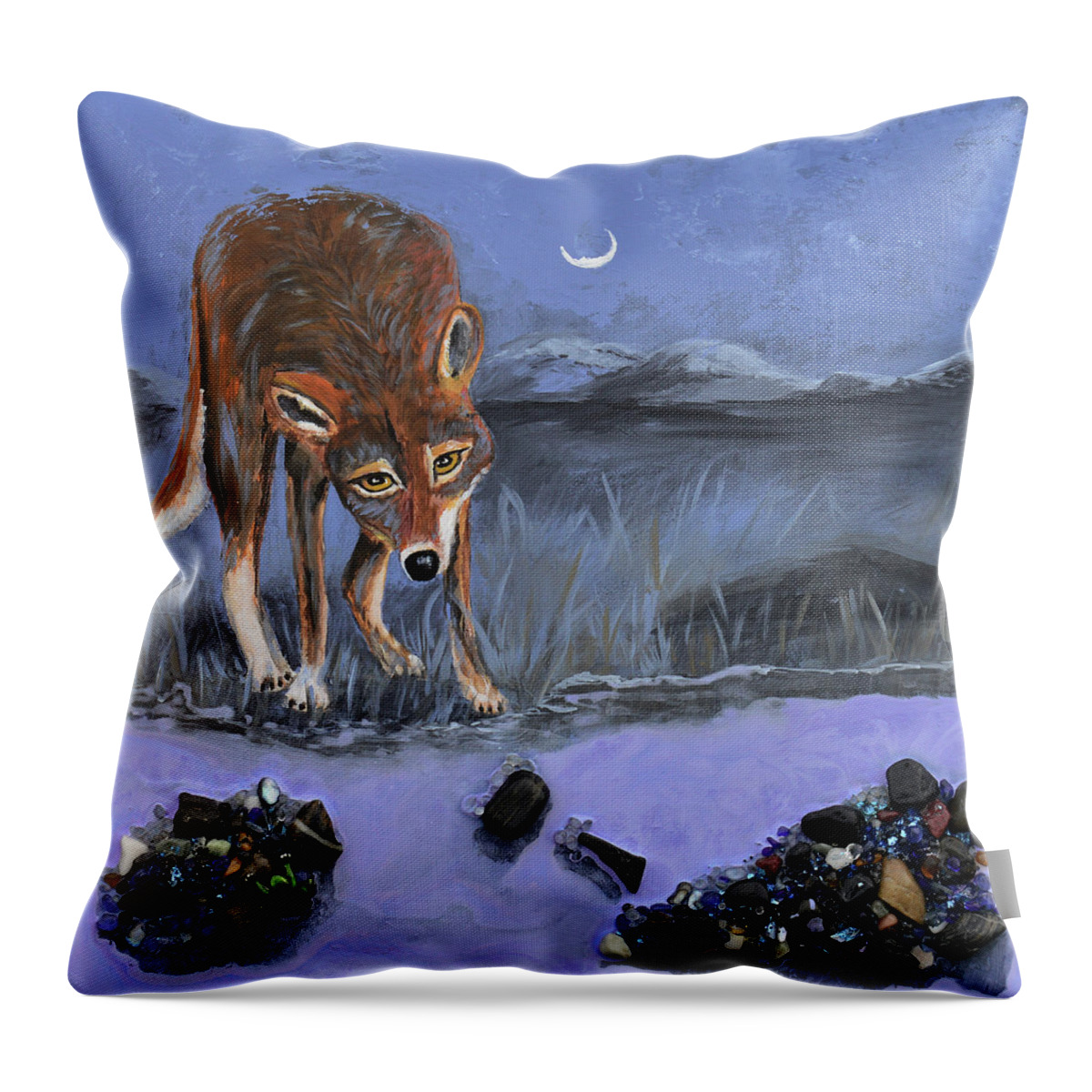 Coyote Throw Pillow featuring the photograph Still Waters by Donna Blackhall
