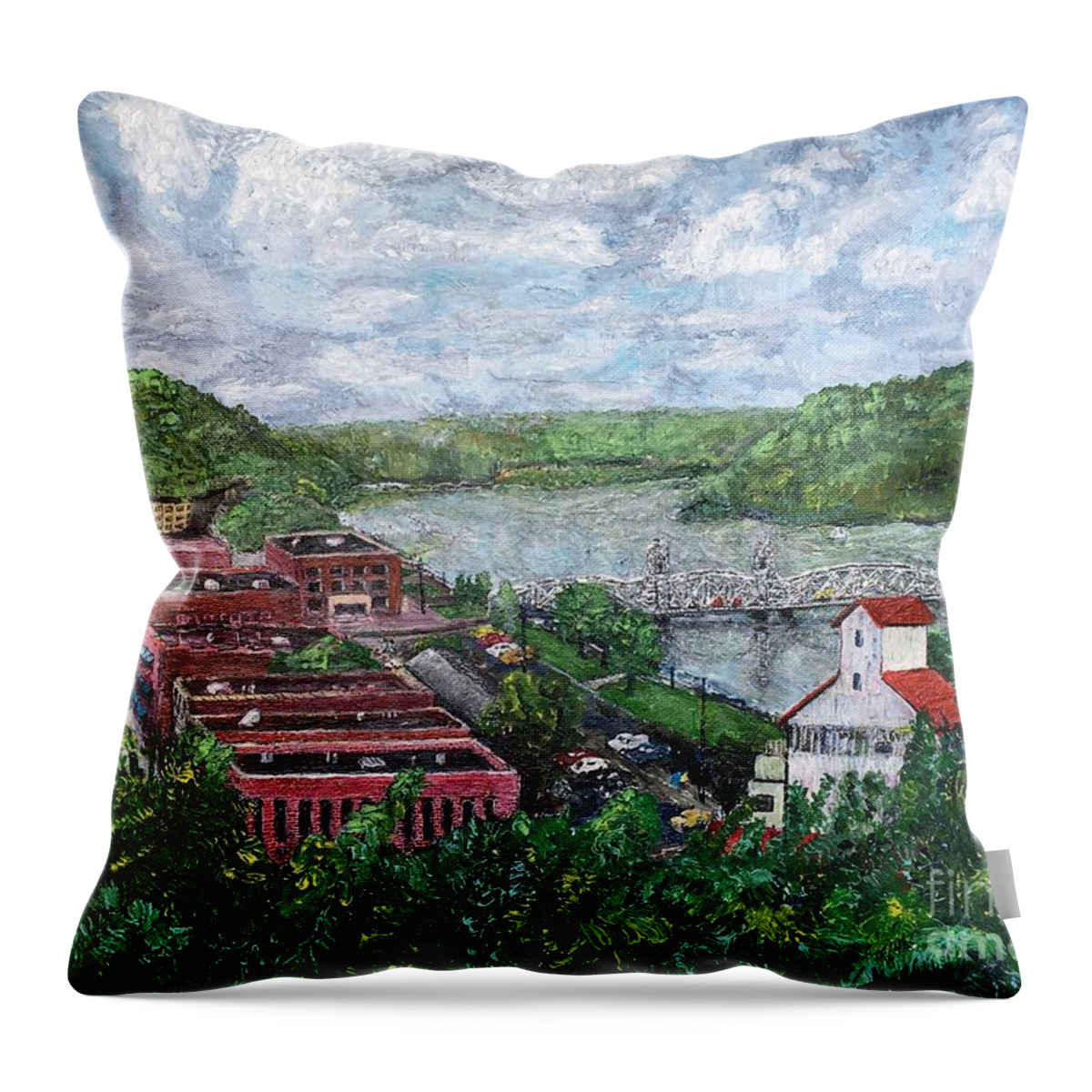 Stillwater Throw Pillow featuring the painting Stillwater MN by Richard Wandell