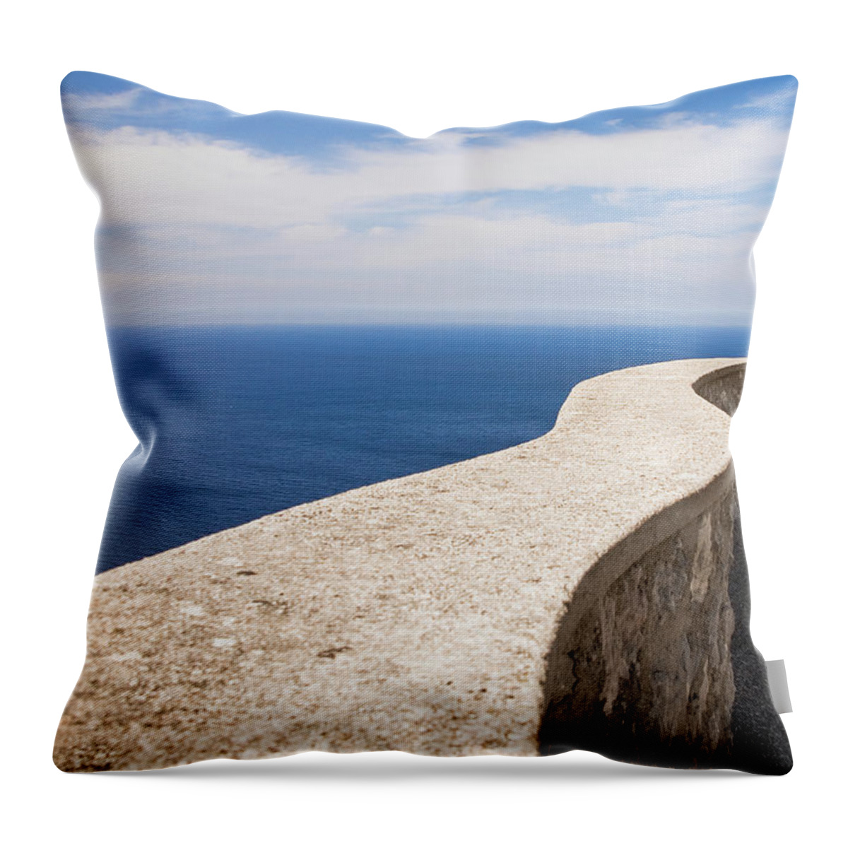 Curve Throw Pillow featuring the photograph Stone Curved Balustrade By The Sea by Light Thru My Lens Photography