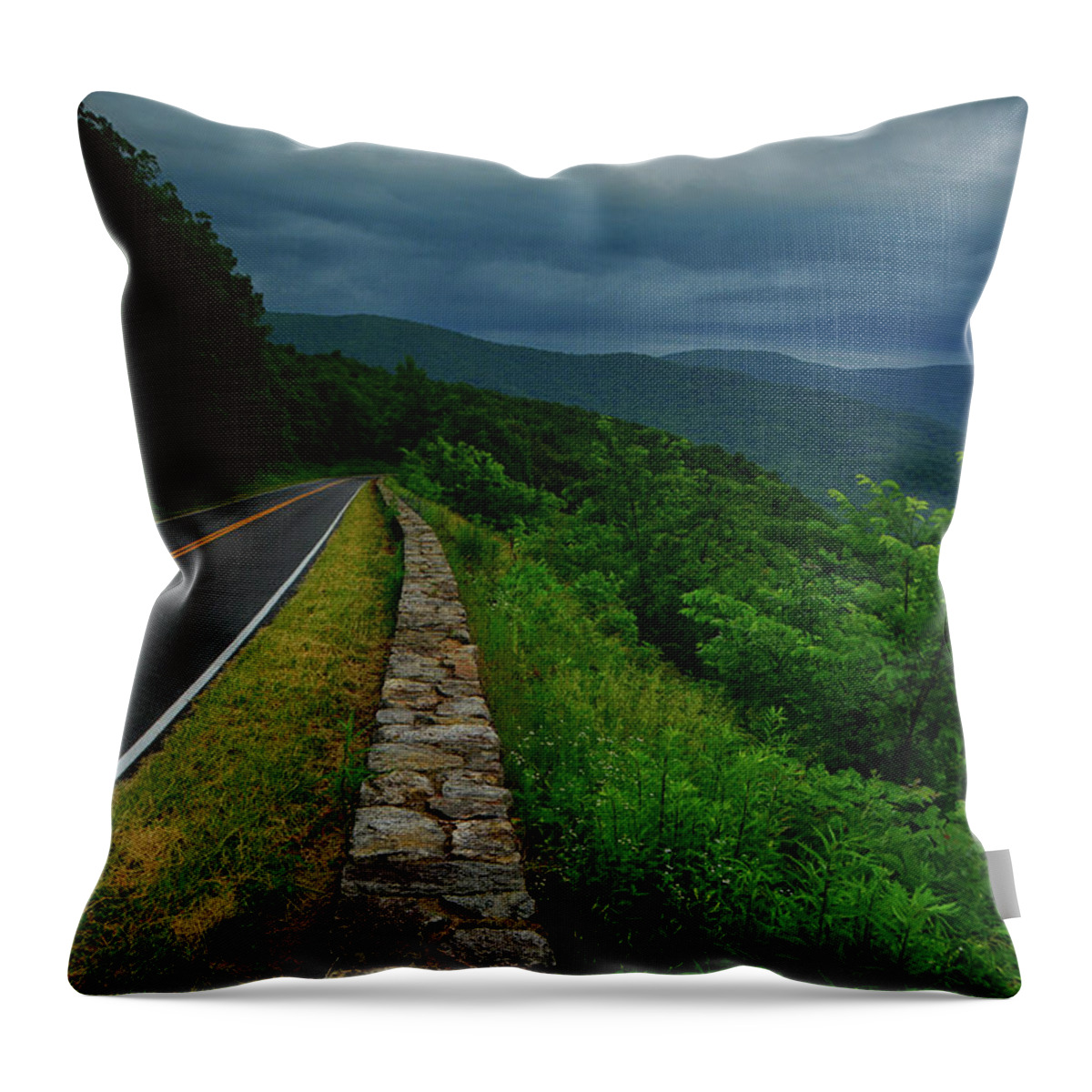 Storm Arrives At Shenandoah National Park Throw Pillow featuring the photograph Storm Arrives at Shenandoah National Park by Raymond Salani III