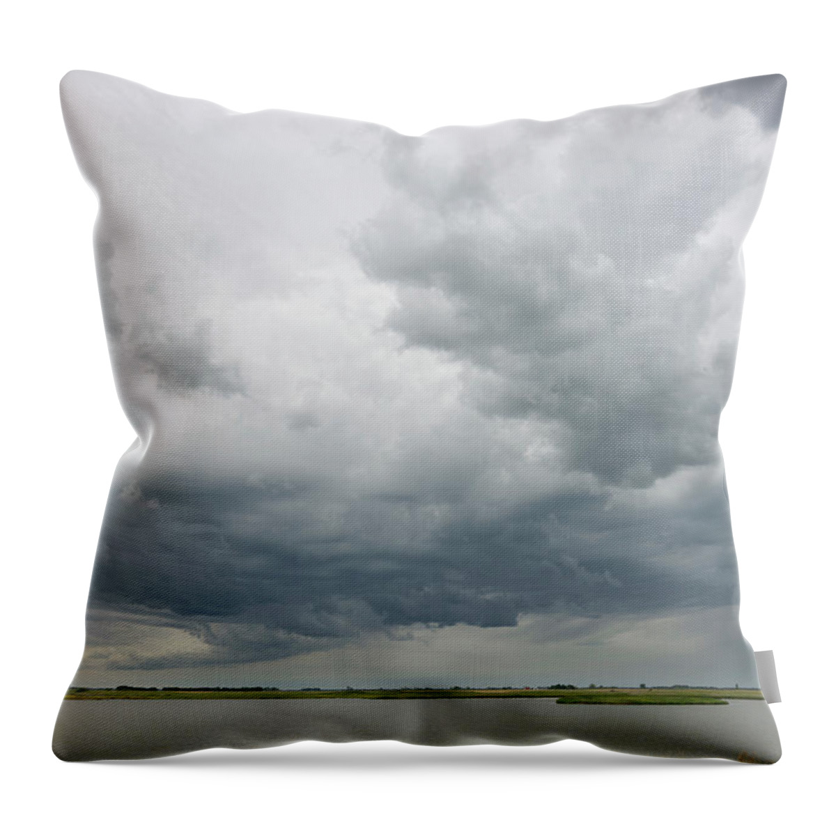 Scenics Throw Pillow featuring the photograph Storm Clouds Over Pond by Dlerick