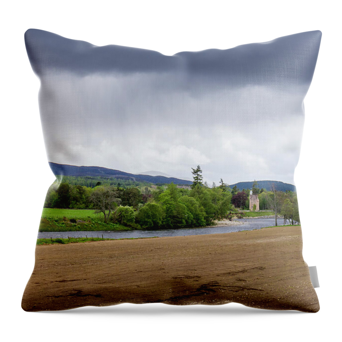Stormy Landscape Throw Pillow featuring the photograph Stormy Deeside by Tanya C Smith