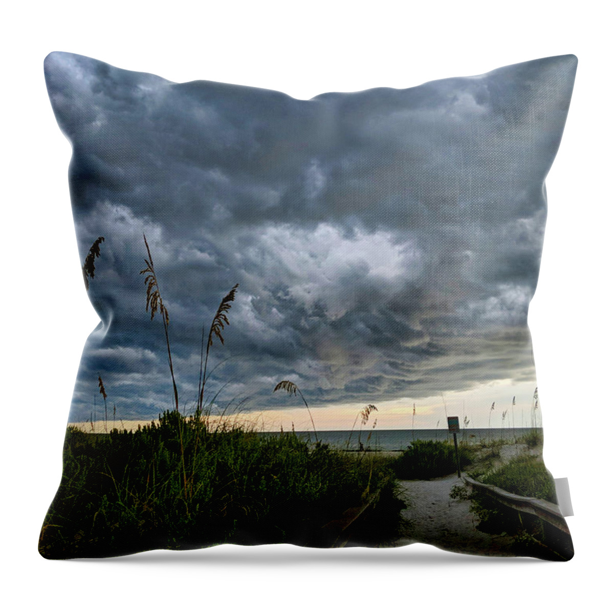 Sky Throw Pillow featuring the photograph Stormy Sunset by Portia Olaughlin