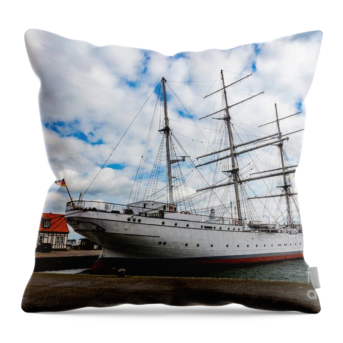 Stralsund Throw Pillow featuring the photograph Stralsund, Germany. Gorch Fock I ship by Michal Bednarek