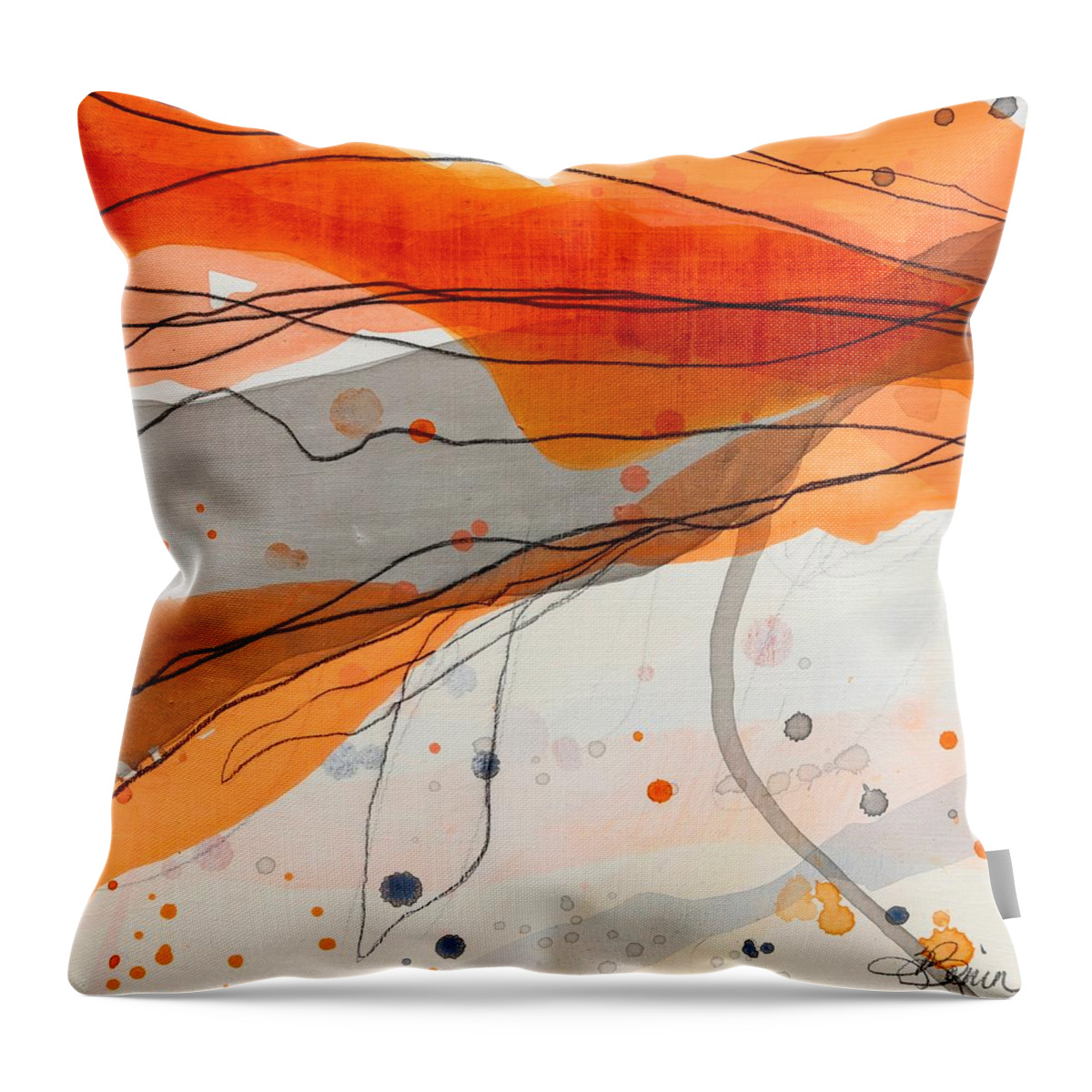 Orange Painting Throw Pillow featuring the painting Strange Miracles by Tracy Bonin