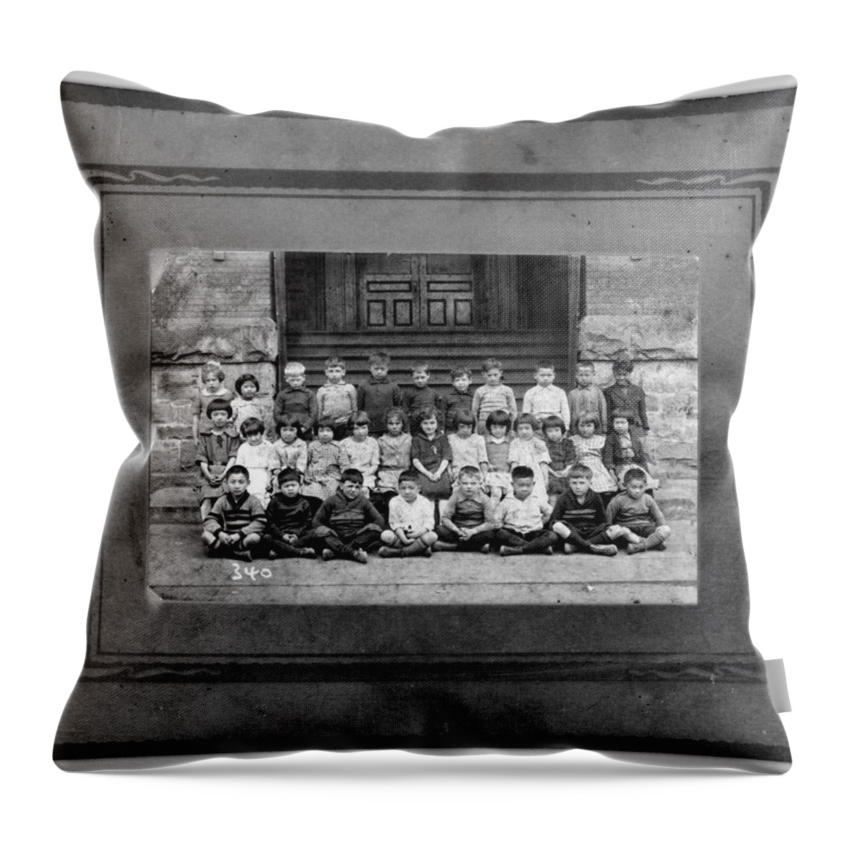 School Throw Pillow featuring the painting Strathcona School class portrait Vancouver B C  unknown 1919 by Celestial Images