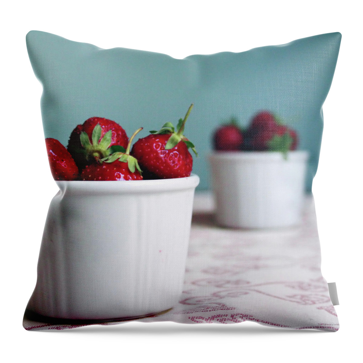 Ravenna Throw Pillow featuring the photograph Strawberries In A Cocotte by Domiziana Suprani