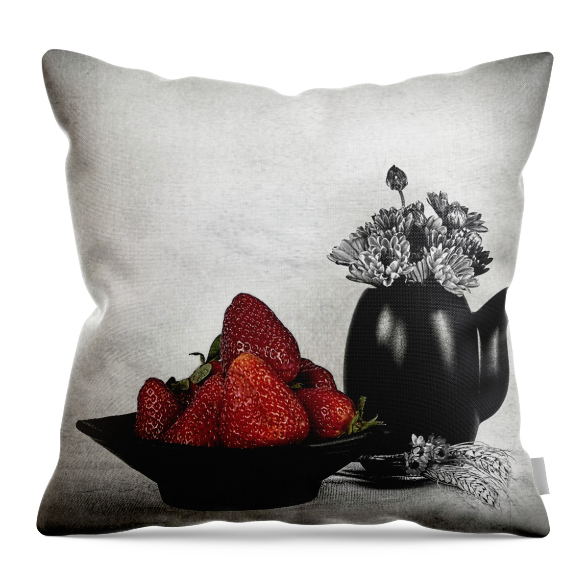 Vase Throw Pillow featuring the photograph Strawberries In Bowl by Rebeca Mello
