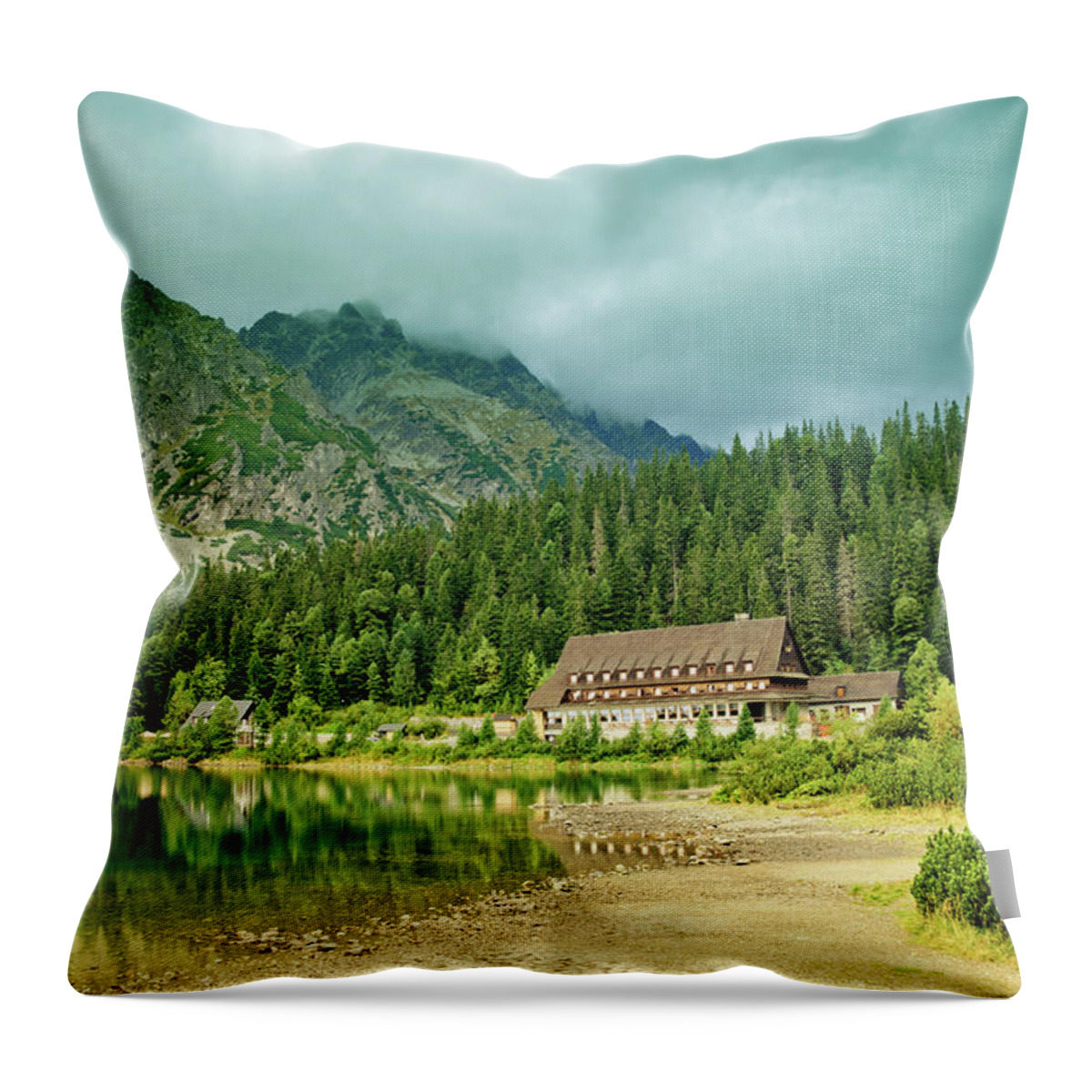 Scenics Throw Pillow featuring the photograph Strbske Pleso - Mountain Lake by Yorkfoto